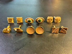Vintage Cufflinks Lot of 6 Pairs Gold Tone Assorted Mid Century Style Men’s Jewe